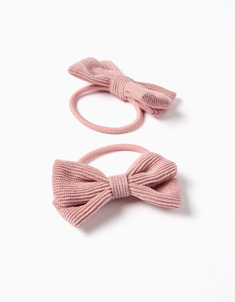 Pack de 2 Gomas de Pelo con Lazo de Pana para Niña, Rosa