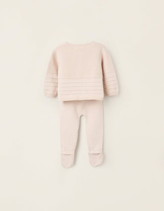 Conjunto de Malha 3 Peças para Recém-Nascido, Bege