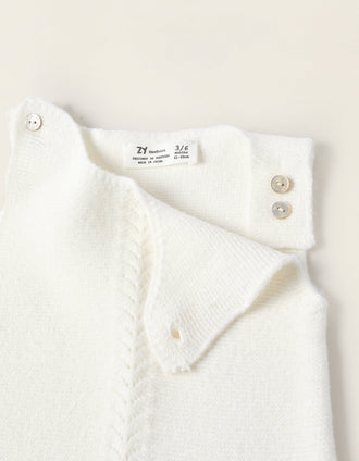 Macacão de Malha  com Detalhe Entrançado para Recém-Nascida, Branco