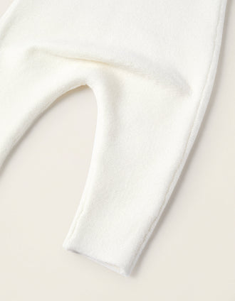 Macacão de Malha  com Detalhe Entrançado para Recém-Nascida, Branco