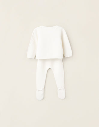Conjunto de Malha 3 Peças para Recém-Nascido, Branco