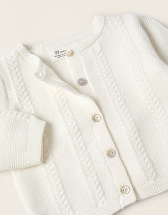 Conjunto de Malha 3 Peças para Recém-Nascido, Branco