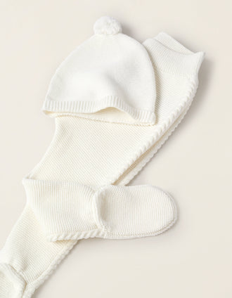 Conjunto de Malha 3 Peças para Recém-Nascido, Branco