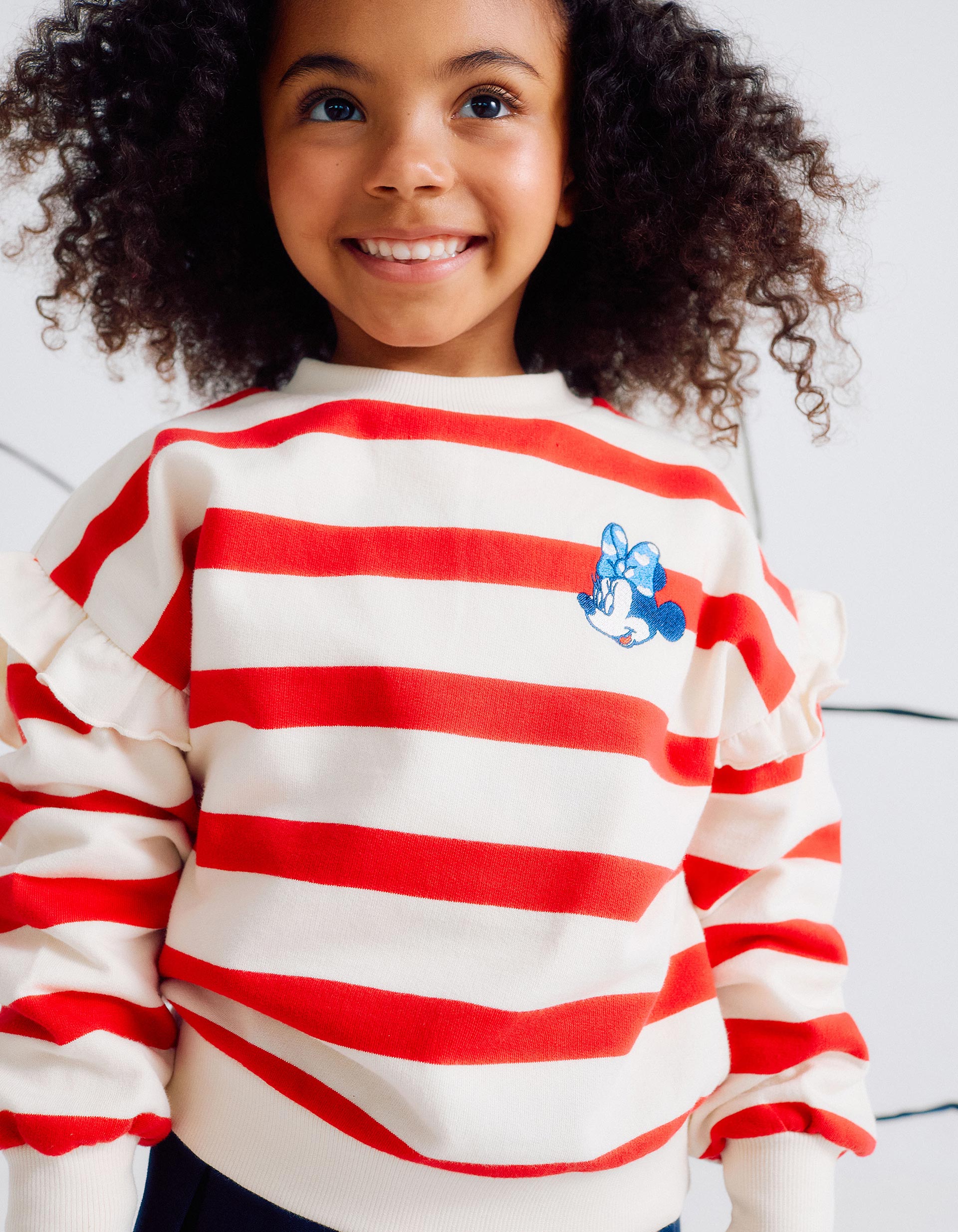 Striped and Ruffled Sweatshirt for Girls 'Minnie', Beige/Red