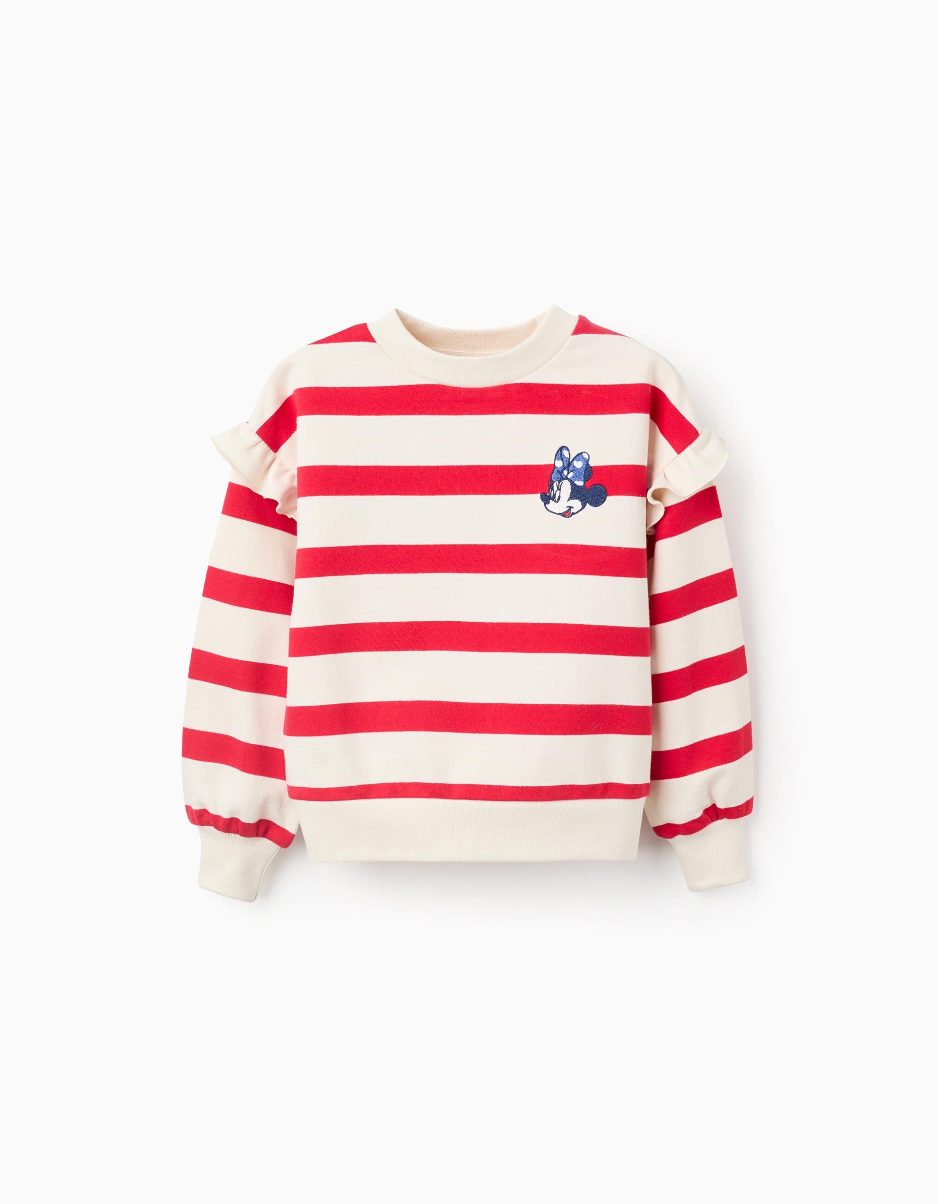 Striped and Ruffled Sweatshirt for Girls 'Minnie', Beige/Red
