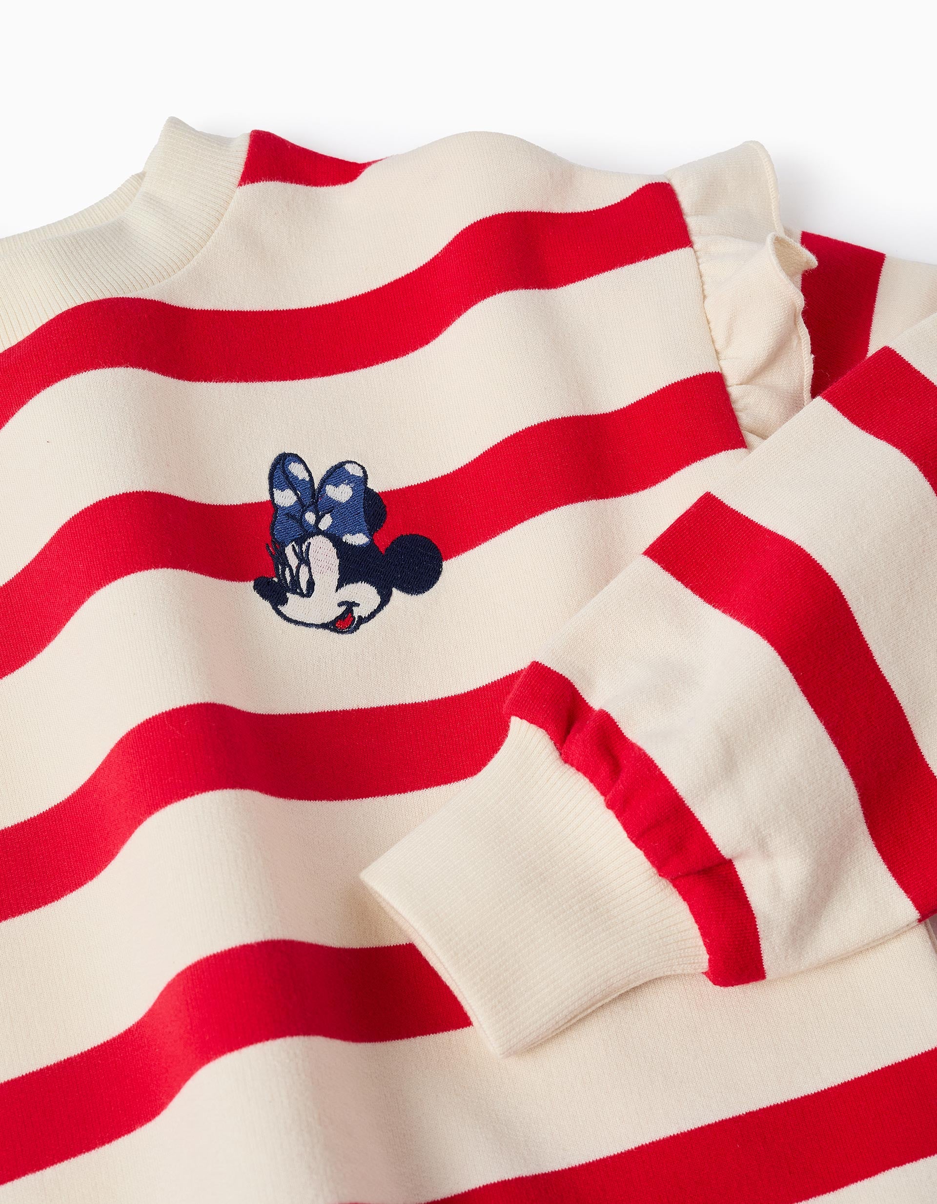 Striped and Ruffled Sweatshirt for Girls 'Minnie', Beige/Red