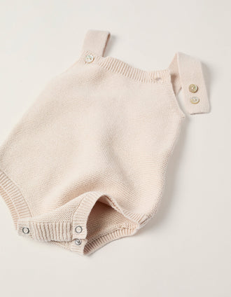 Conjunto de Malha de 4 Peças em Algodão para Recém-Nascido, Bege
