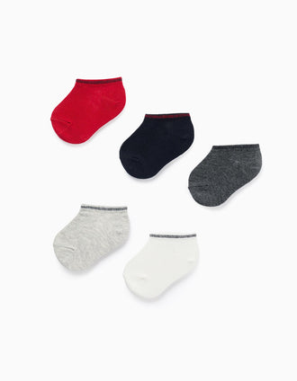 Pack 5 Pares de Meias Curtas às Riscas para Bebé Menino, Multicolor