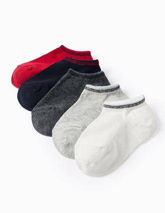 Pack 5 Pares de Meias Curtas às Riscas para Bebé Menino, Multicolor