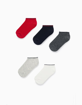 Pack of 5 Pairs of Ankle Socks with Stripes for Boys, Multicolour