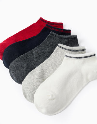 Pack of 5 Pairs of Ankle Socks with Stripes for Boys, Multicolour
