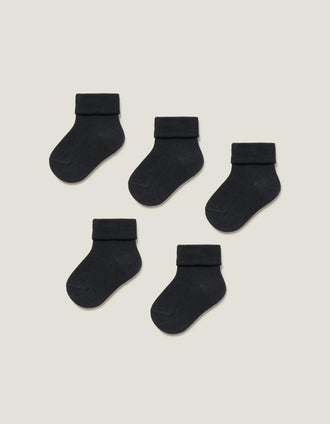 Pack de 5 Pares de Calcetines con Doble Vuelta para Bebé, Azul Oscuro