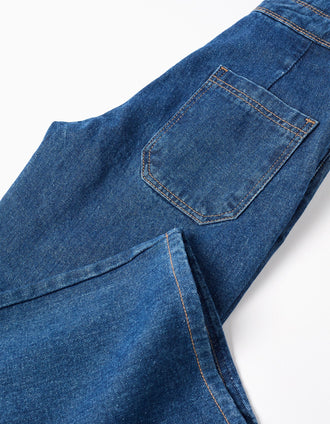 Jardineiras de Ganga em Algodão para Menina 'Wide Leg', Azul
