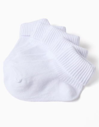 Pack 5 Pares de Calcetines Cortos con Vuelta para Bebé, Blanco