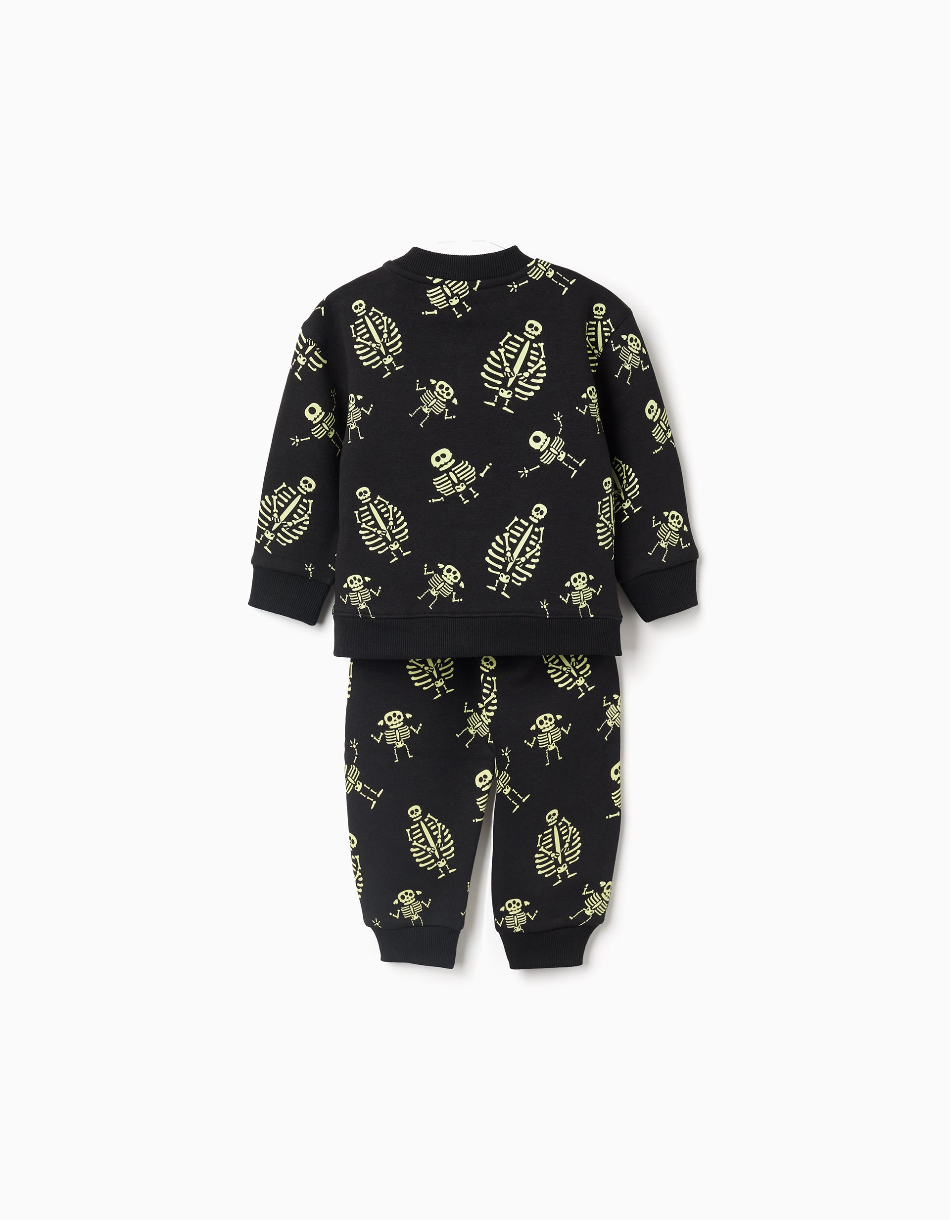 Brushed sweat + joggers with glow-in-the-dark motif for baby boys, black