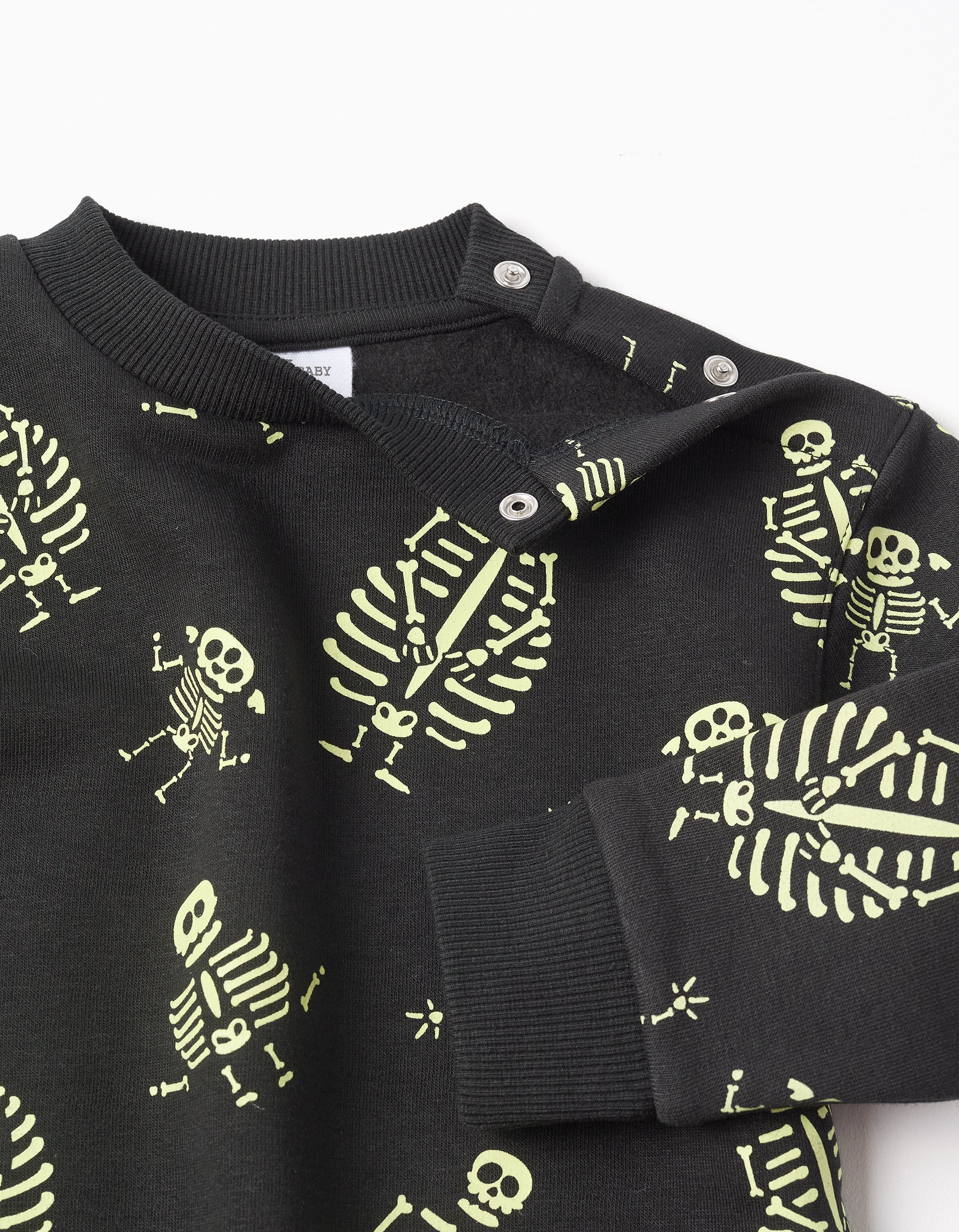 Brushed sweat + joggers with glow-in-the-dark motif for baby boys, black