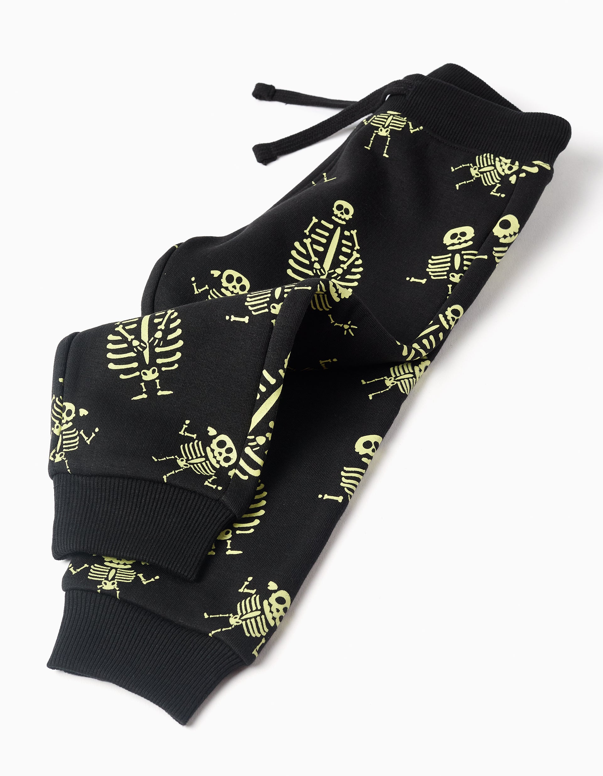 Brushed sweat + joggers with glow-in-the-dark motif for baby boys, black