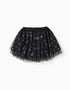 Saia de tule em camadas com motivo de abóboras para menina, preto
