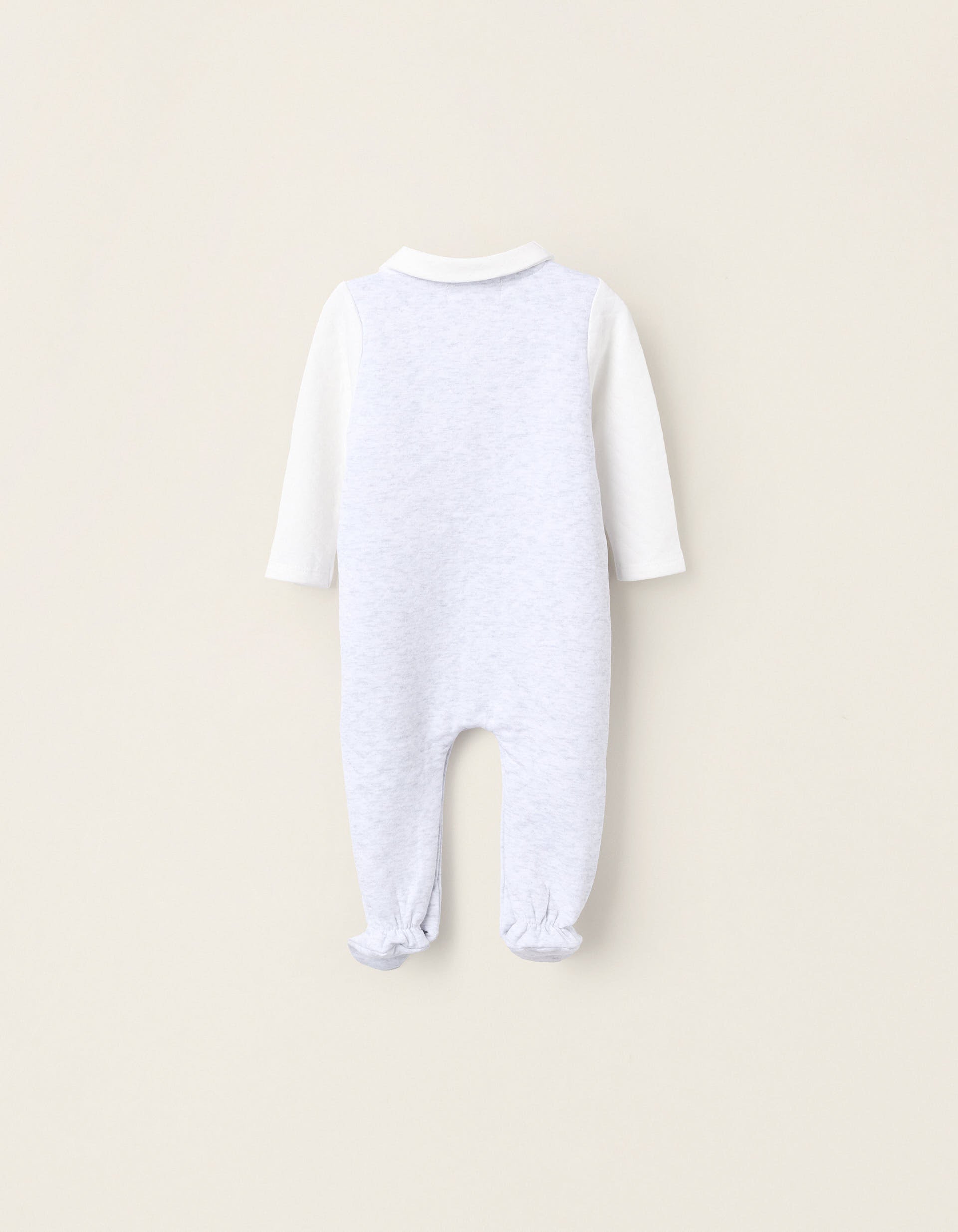 Sleepsuit with Texture for Newborns 'Peek-a-Boo', White/Grey