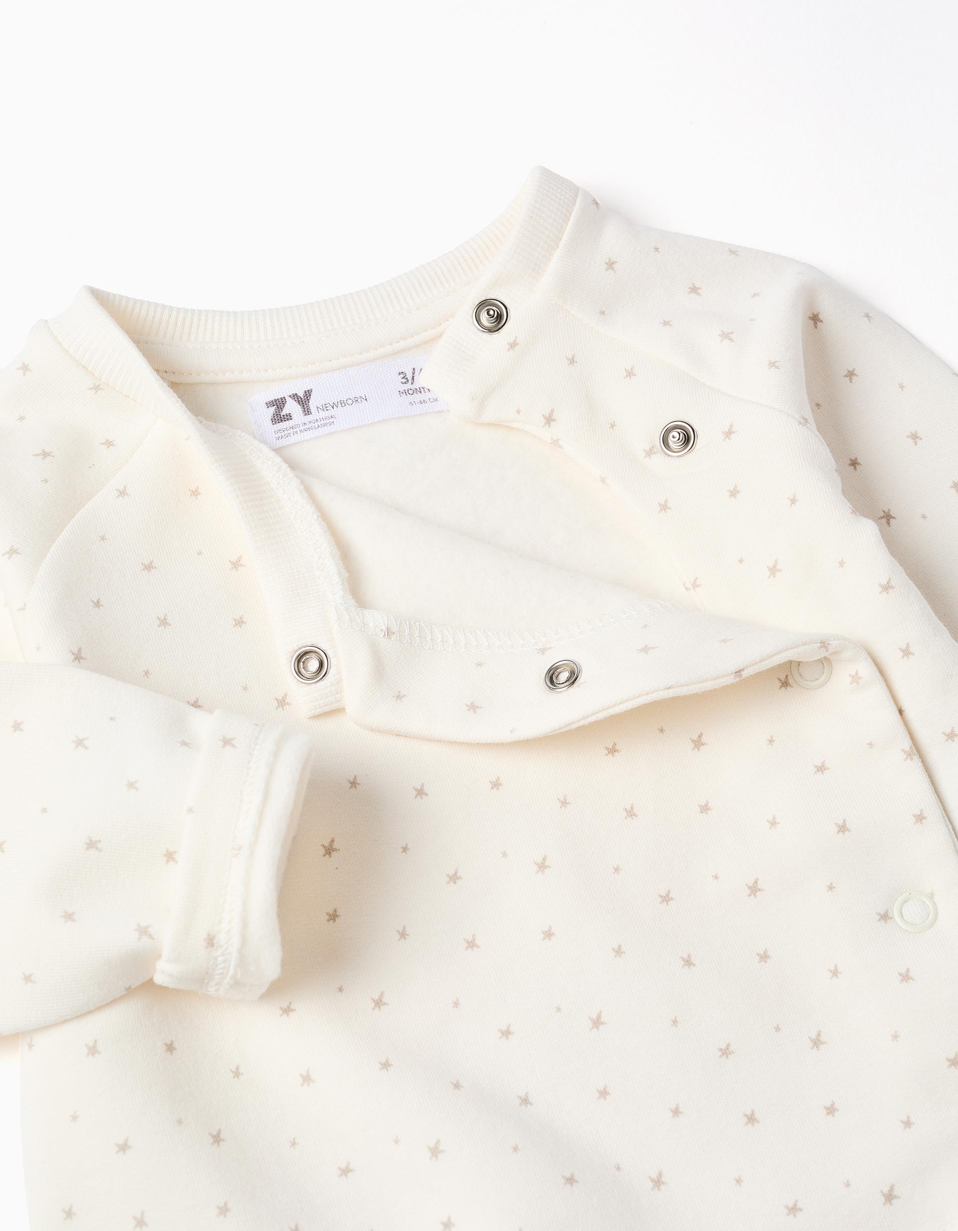 Conjunto perchado con motivo de estrellas para recién nacidos, blanco