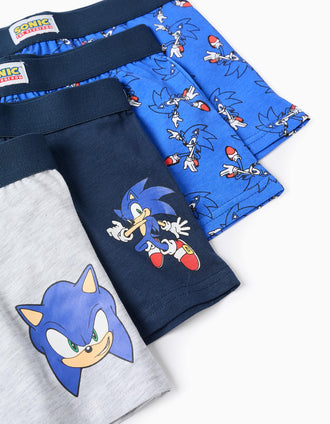 Pack de 4 Boxers para Menino 'Sonic', Azul/Cinza