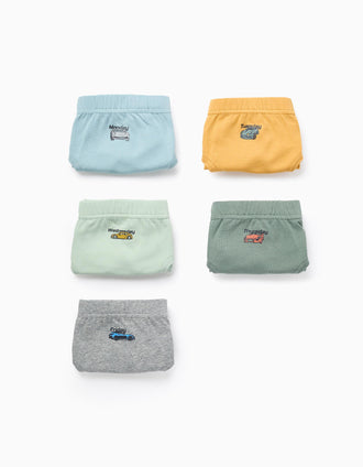 Pack 5 Cuecas para Menino 'Carros & Dias', Multicolor