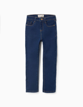 Calças de Ganga Flexíveis para Menina 'Skinny', Azul Escuro