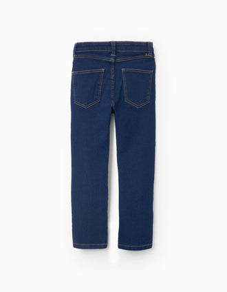 Calças de Ganga Flexíveis para Menina 'Skinny', Azul Escuro