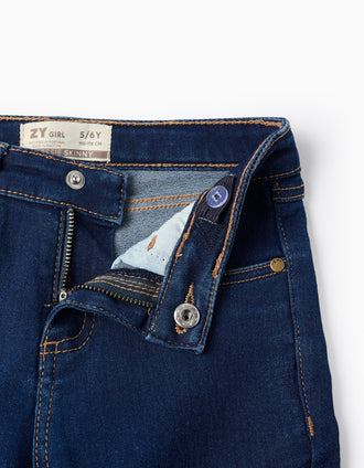 Calças de Ganga Flexíveis para Menina 'Skinny', Azul Escuro