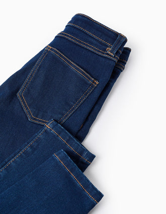 Calças de Ganga Flexíveis para Menina 'Skinny', Azul Escuro