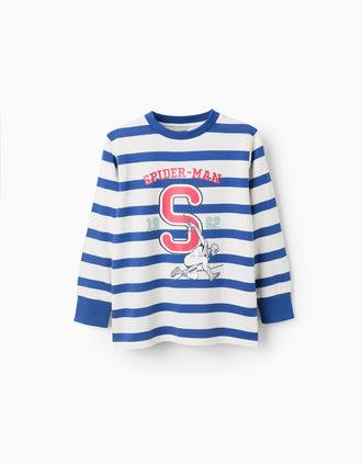 T-Shirt à Manches Longues pour Garçon 'Spider-Man', Blanc/Bleu
