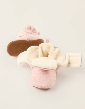 Botas Maleáveis com Forro Polar para Recém-Nascida, Rosa