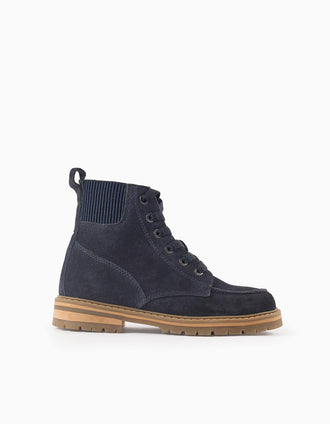 Bottes en Daim avec Fermeture Éclair pour Garçon, Bleu Foncé
