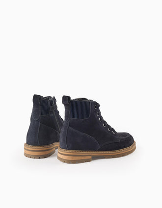 Bottes en Daim avec Fermeture Éclair pour Garçon, Bleu Foncé