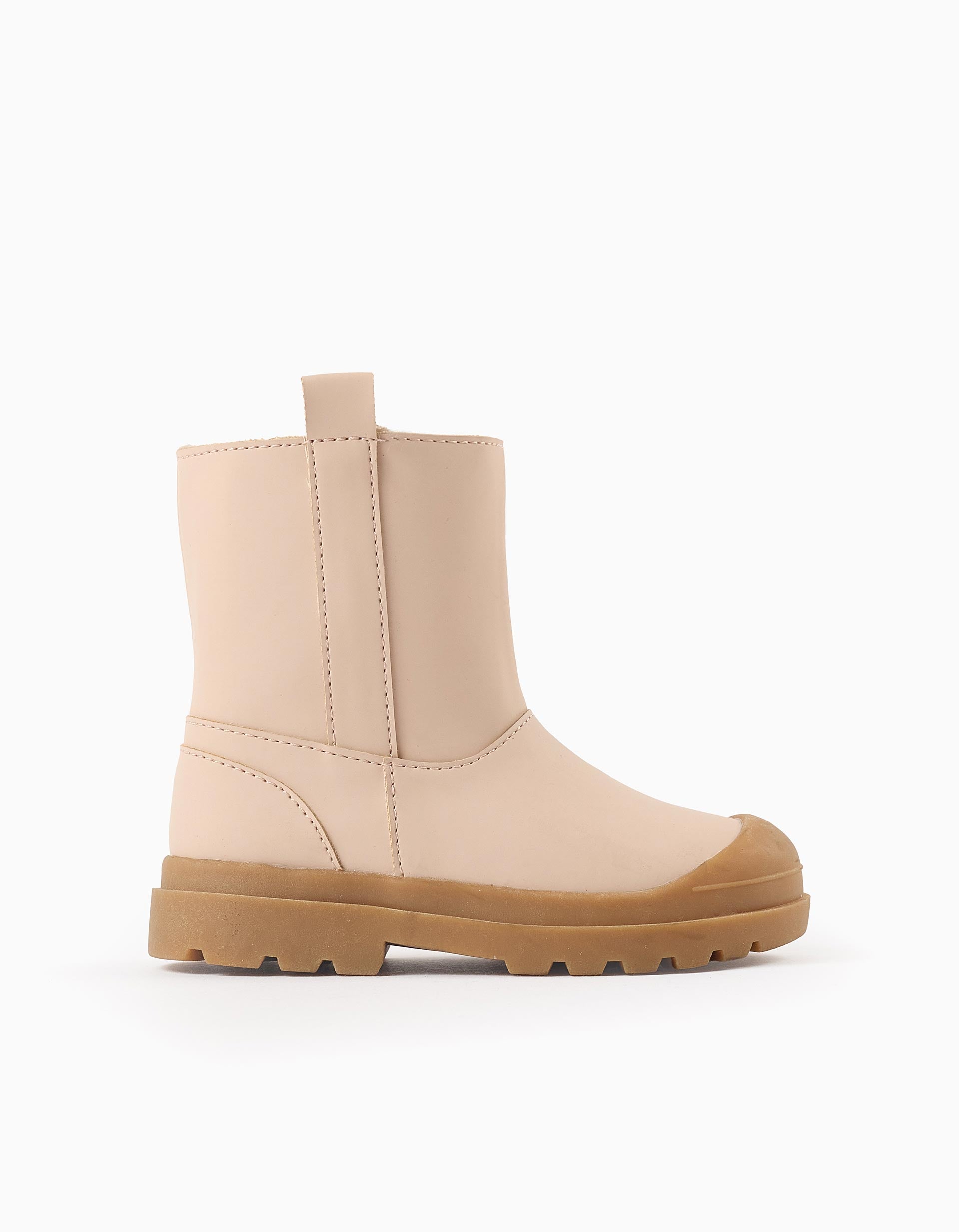 Waterproof Boots with Faux Fur Lining for Baby Girls, Pink/Beige