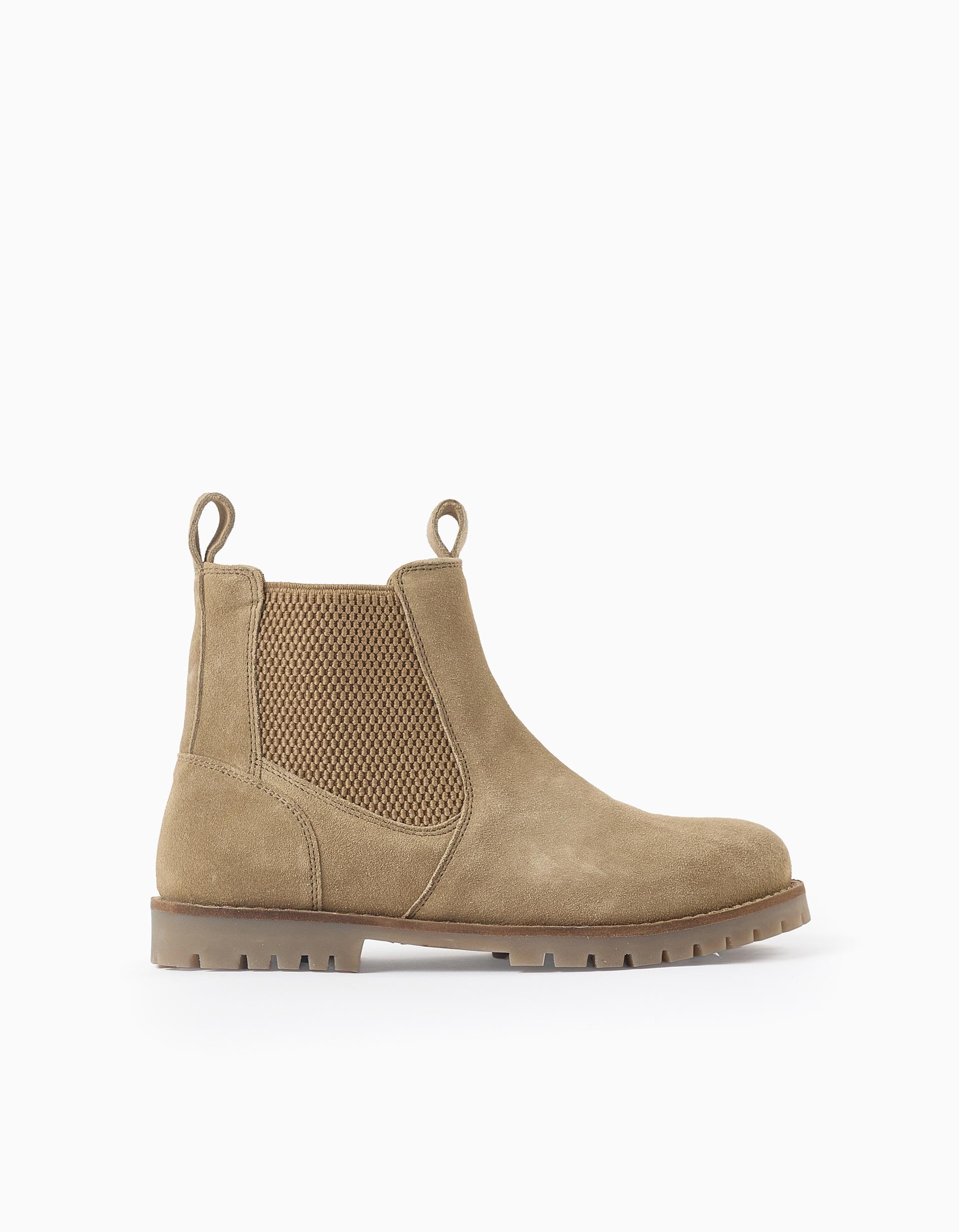 Chelsea boots in nubuck leather for girls, light brown