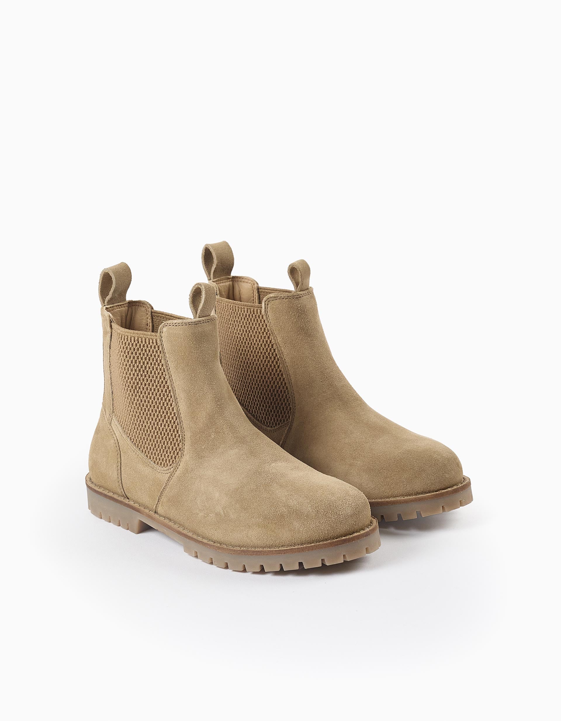 Chelsea boots in nubuck leather for girls, light brown