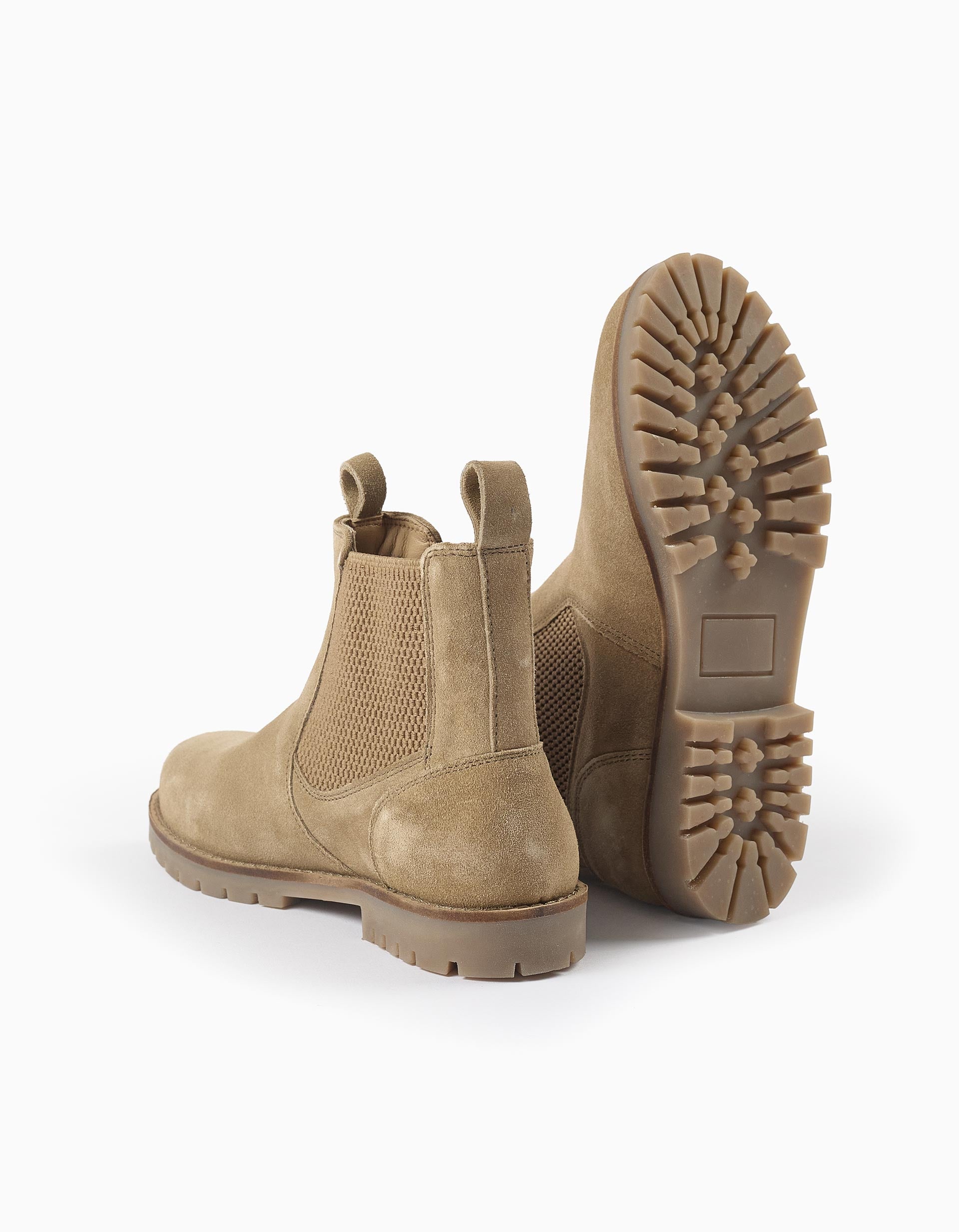 Chelsea boots in nubuck leather for girls, light brown