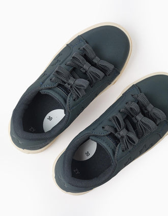 Trainers with embossed bows for girls, dark blue