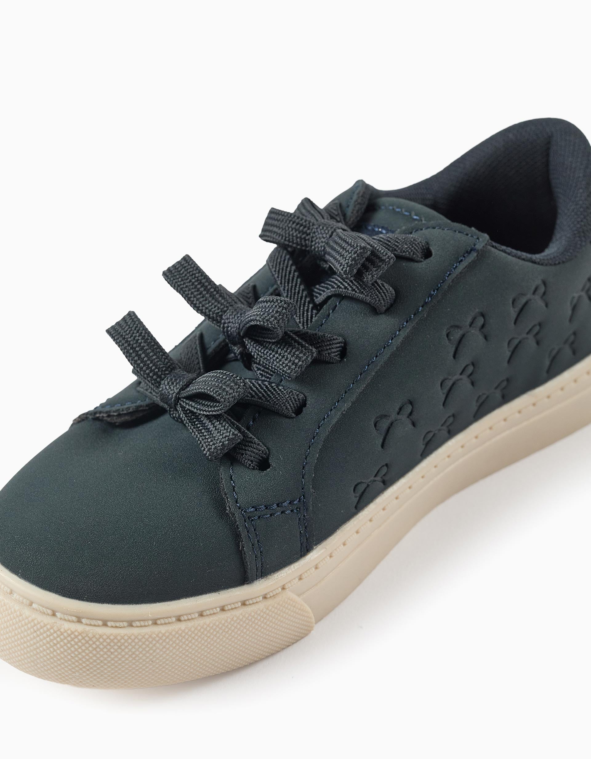 Trainers with embossed bows for girls, dark blue