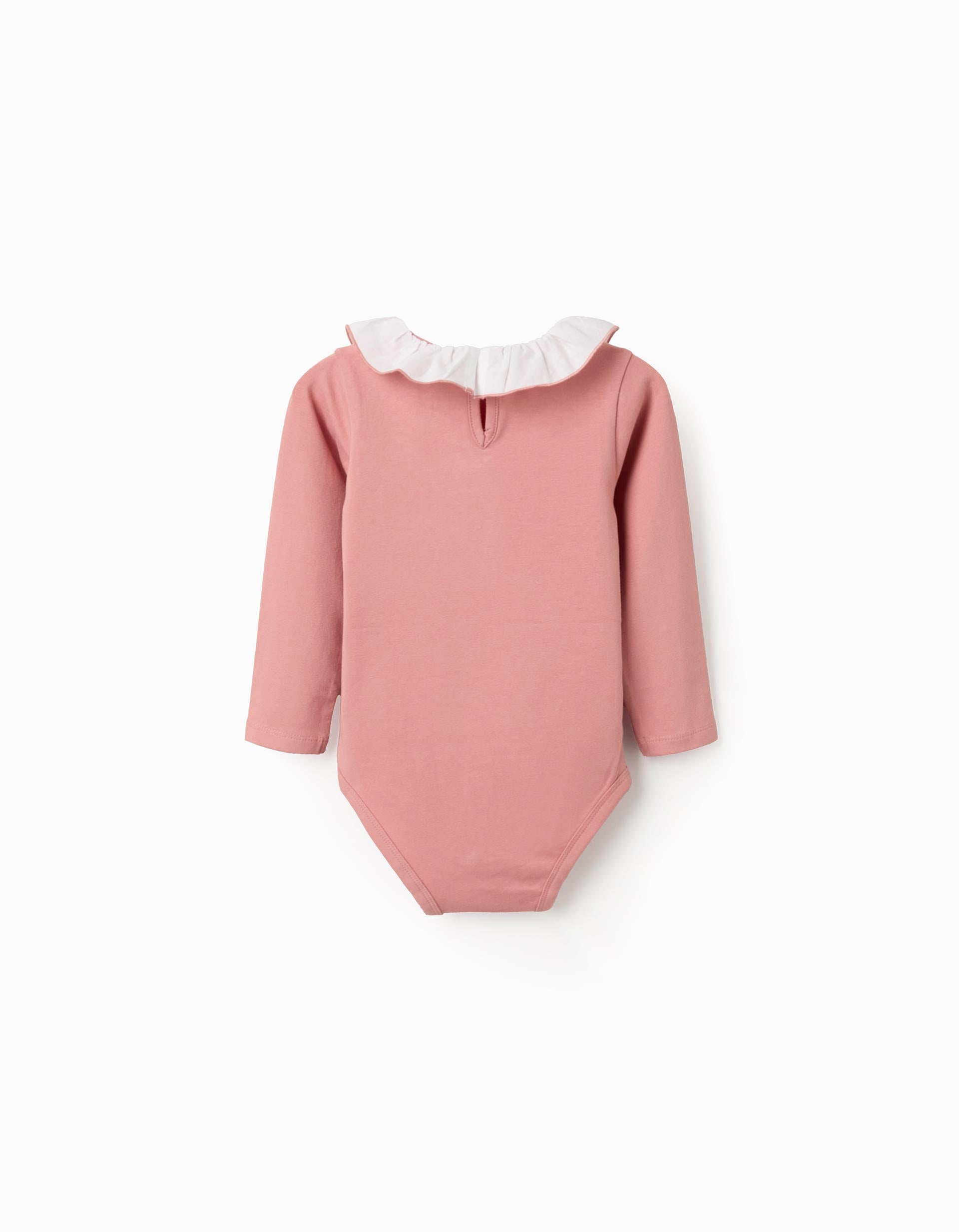 Body com estampado e gola de folhos para bebé menina, rosa