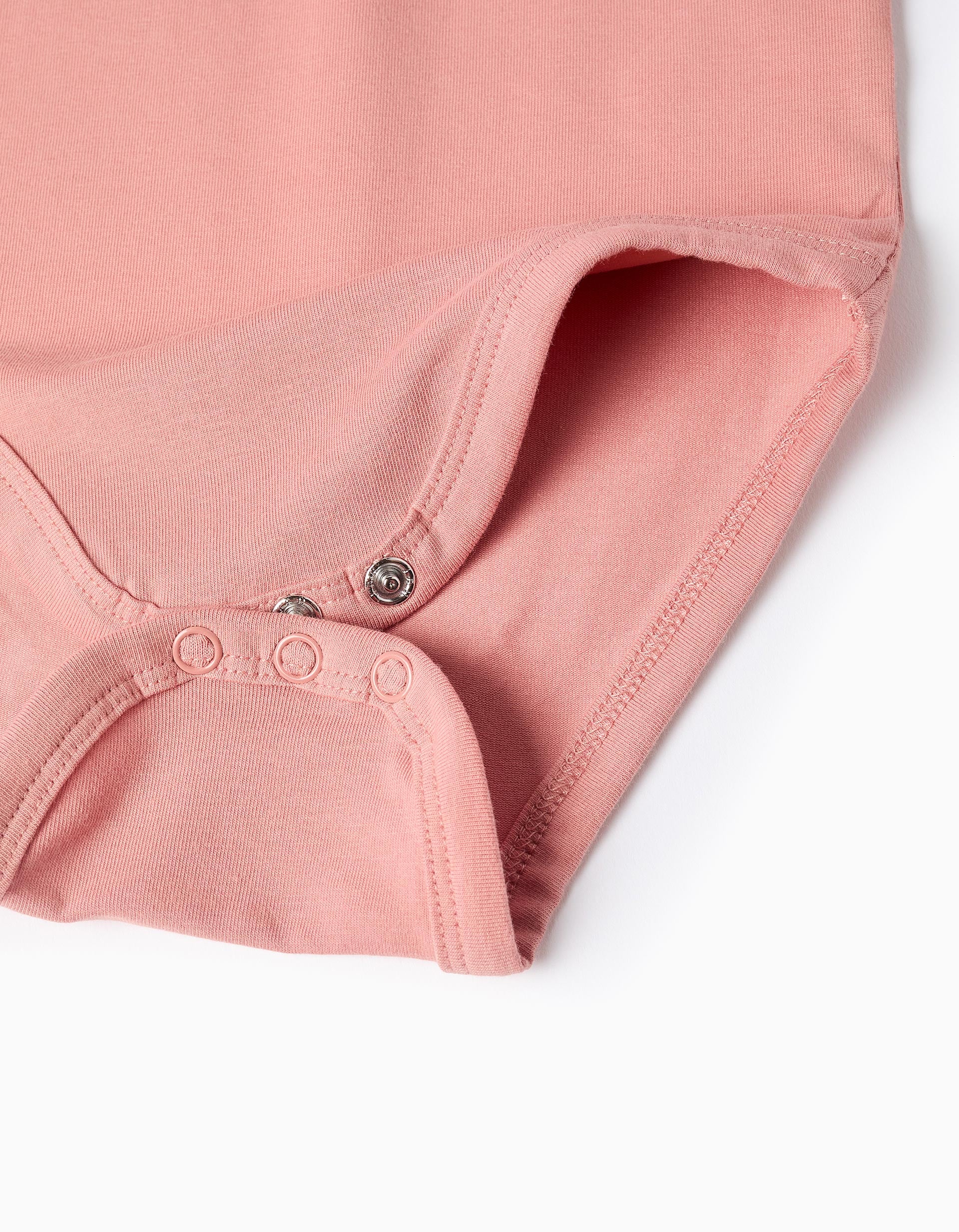 Body com estampado e gola de folhos para bebé menina, rosa