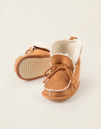 Bottes avec Doublure en Fausse Fourrure pour Nouveau-née, Camel
