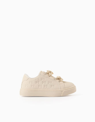 Textured Trainers with Bows for Baby Girls, Beige