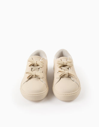 Textured Trainers with Bows for Baby Girls, Beige