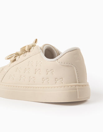 Textured Trainers with Bows for Baby Girls, Beige