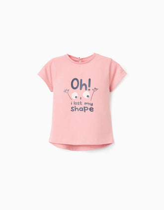 T-shirt de Algodão com Estampado para Bebé Menina, Rosa