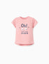 Printed Cotton T-shirt for Baby Girls, Pink