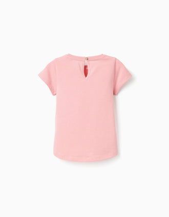 T-shirt de Algodão com Estampado para Bebé Menina, Rosa