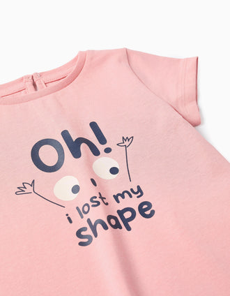 T-shirt de Algodão com Estampado para Bebé Menina, Rosa